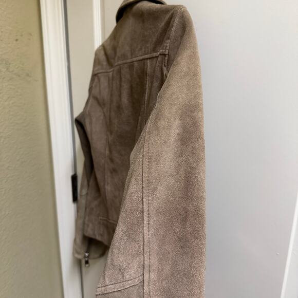 H&M Women's Faux Suede Biker Jacket – Size 2 – Taupe – Edgy & Versatile - Picture 14 of 14